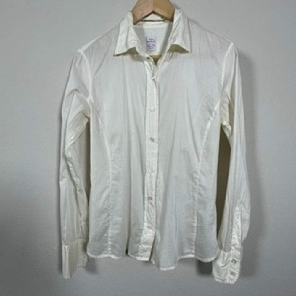 Replay Button Down Shirt Women M Ivory Fairycore Boho Y2K Chic Sequined Crest